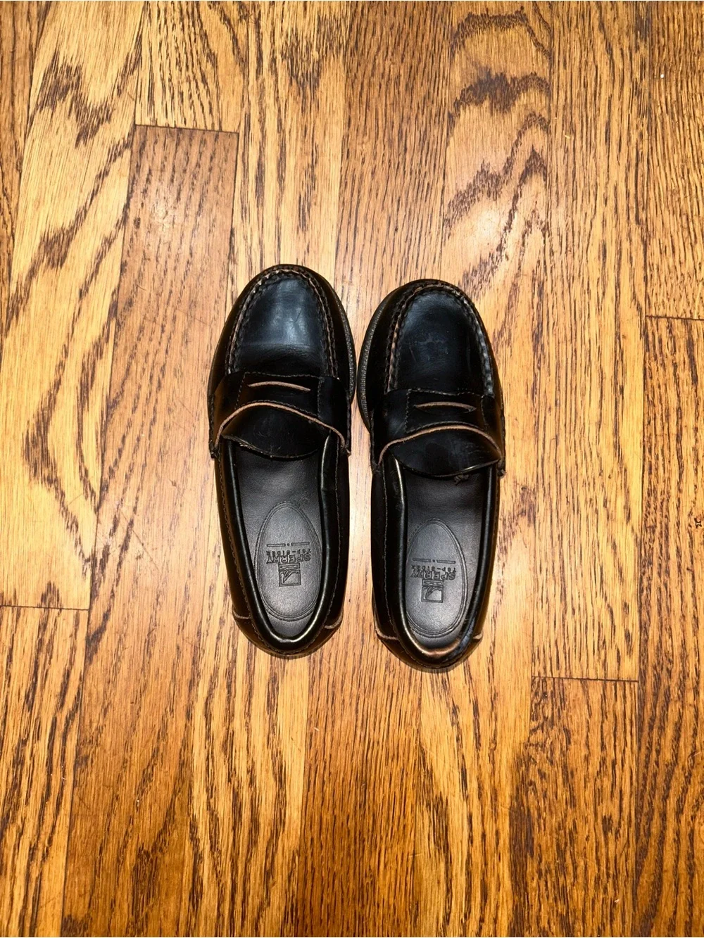 Sperry Top-Sider Boys Black Leather Penny Loafers Size 11